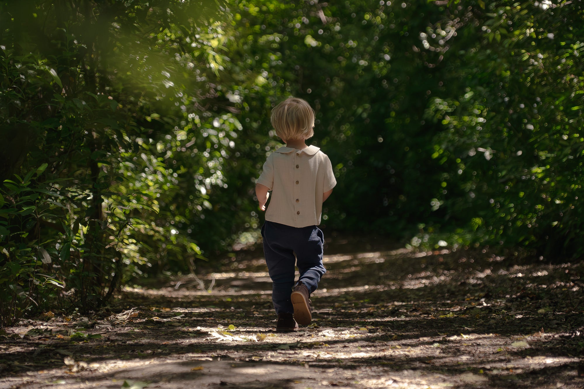 Boy wearing Twee & Co hand made organic fabric clothing for boys