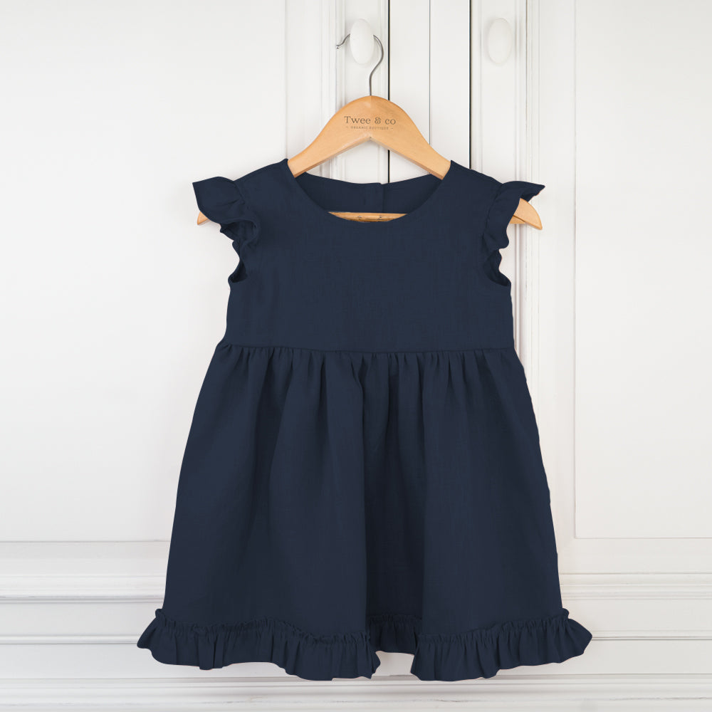 Vintage Frill Dress - Navy