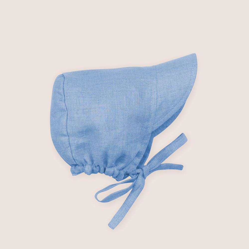 Baby Blue Peaked bonnet made in NZ  by Twee & Co