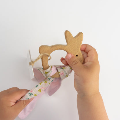 Baby Teether, Natural Beech Wood and Organic Cotton by Twee & Co